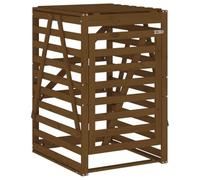 Hothingwell Abri Pour Poubelle Sur Roulettes Bois De Pin Massif Marron Miel | Rangement jardin,bois de pin massif,porte et couvercle,verrou avant,lattes bois ventilées,extension 2 3 4 poubelles,achat