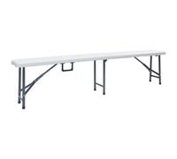 Hothingwell Banc de Jardin Pliable 2 Pack 180 cm HDPE Blanc avec Poignée | Ensemble de 2, structure acier stable, surface HDPE lavable, pliage intégral, usage camping et fêtes