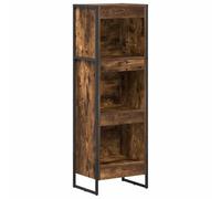 Hothingwell Bibliothèque 40 x 30 x 121 cm Bois d'ingénierie Chêne Fumé | Pieds en acier,design rectangulaire,style industriel,finition lisse,meuble salon,rangement compartimenté,assemblage à deux