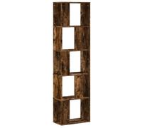 Hothingwell Bibliothèque 5 Niveaux Chêne Fumé Bois d'Ingénierie | Cloisons par niveau, cloison séparation, rangement livres bibelots, surface lisse, fixation murale