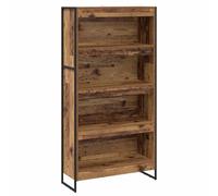 Hothingwell Bibliothèque 80 x 30 x 155 cm Bois d'ingénierie Bois Ancien | Pieds en acier,forme rectangulaire,design compartimenté,finition lisse,rangement livres,style industriel