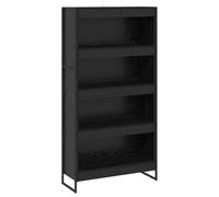 Hothingwell Bibliothèque 80 x 30 x 155 cm Bois d'ingénierie Chêne Noir | Pieds en acier, finition lisse, design compartimenté, salon moderne, rangement livres, assemblage à deux