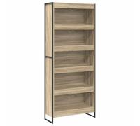 Hothingwell Bibliothèque 80 x 30 x 189,5 cm Bois d'ingénierie Sonoma | Pieds acier, finition lisse, design compartimenté, rangement romans et albums, salon moderne
