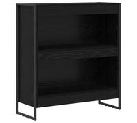 Hothingwell Bibliothèque 80 x 30 x 86,5 cm Bois d'ingénierie Chêne Noir | Meuble livres salon, pieds en acier, design compartimenté, rangement romans albums, finition lisse