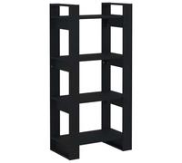 Hothingwell Bibliothèque Bois Massif Noir 60x35x125 cm Séparateur de Pièce | Pin massif, sans dos, double face esthétique, fixation murale incluse, usage cloison ou rangement