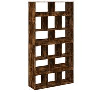 Hothingwell Bibliothèque chêne fumé 100x33x187,5 cm Bois d'ingénierie | 15 compartiments spacieux, cloison séparation, surface lisse, nettoyage chiffon humide, fixation murale requise