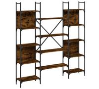 Hothingwell Bibliotheque Chene Fume 155,5x24x166,5 cm Bois Ingenierie | Etagere ouverte, acier revetu de poudre, rangement salon bureau chambre, fixation murale incluse