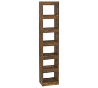 Hothingwell Bibliotheque Chene Fume 40x30x198 cm | Etagere polyvalente, cloison de separation, rangement livres et DVD, nettoyage humide facile