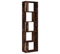 Hothingwell Bibliothèque Chêne Fumé 45x24x160 cm Bois d'Ingénierie | Rangement livres et DVD, cloison de séparation, fixation murale incluse, montage facile