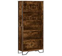 Hothingwell Bibliothèque chêne fumé 80x31x169 cm Bois d'ingénierie | 5 compartiments, fixation murale incluse, cloison séparation, surface lisse, résistance humidité