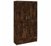 Hothingwell Bibliothèque Chêne Fumé 82,5x30,5x150 cm Bois d'Ingénierie | 4 compartiments spacieux, rangement magazines et DVD, armoire latérale, cloison de séparation, fixation murale fournie,