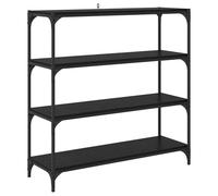 Hothingwell Bibliothèque Chêne Noir 100 x 33 x 100 cm Rangement Industriel | Meuble salon ou bureau, cadre en fer robuste, étagères en bois d'ingénierie, fixation murale incluse, style loft urbain