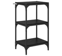 Hothingwell Bibliothèque Chêne Noir 40 x 33 x 70,5 cm Rangement Industriel | Cadre en fer, bois d'ingénierie, design ouvert, finition noire, fixation murale incluse, style loft urbain