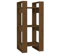 Hothingwell Bibliothèque Cloison Marron Miel 41x35x91 cm Bois Massif | Pin massif, grain droit, nœuds rustiques, sans fond, fixation murale fournie, usage couloir