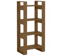 Hothingwell Bibliothèque Cloison Marron Miel 60x35x125 cm Bois Massif | Pin massif, grain droit et nœuds rustiques, sans dos, fixation murale fournie, couloir, salon