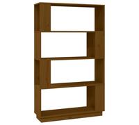 Hothingwell Bibliothèque Cloison Marron Miel 80x25x132 cm Bois Massif | Pin massif, grain droit, nœuds rustiques, sans dos, finition huile cire laque, fixation murale incluse, couloir