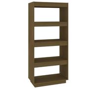 Hothingwell Bibliothèque Marron Miel 60x35x135 cm en Pin Massif | Étagère polyvalente, cloison séparation, rangement magazines livres DVD, couloir salon, pin massif
