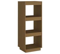 Hothingwell Bibliothèque Marron Miel Bois de Pin Massif 3 Compartiments | Étagère polyvalente,cloison séparation,couloir,salon,rangement magazines,livres,DVD,appareils multimédias