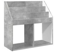 Hothingwell Bibliothèque pour Enfants Gris Béton 72,5 x 29,5 x 69 cm | Bois d'ingénierie, finition lisse -rayures, design autonome, étagères ouvertes, style minimaliste