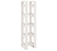 Hothingwell Bibliothèque Séparateur de Pièce Blanc 41x35x160 cm Pin Massif | Meuble double face, sans fond, rangement livres et DVD, cloison couloir, entretien chiffon humide, pin massif