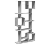 Hothingwell Bibliothèque Sonoma Gris 92x29x188 cm Bois d'Ingénierie | 9 compartiments spacieux,cloison de séparation,surface lisse,fixation murale fournie,rangement multimédia