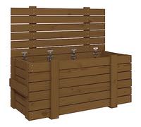 Hothingwell Boîte de Rangement 91x40,5x42 cm Bois Massif pin Marron Miel | Bois massif pin,grain droit,aspect rustique,couvercle protecteur,cadre stable,manuel de montage inclus