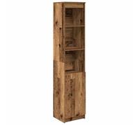 Hothingwell Buffet Haut 37,5x35x180 cm Vieux Bois Bois d'Ingénierie | Portes réversibles gauche ou droite, fixation murale fournie, vis et chevilles non incluses, usage chambre salon entrée