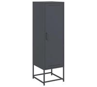 Hothingwell Buffet Haut Anthracite 36x39x123 cm Acier 3 Compartiments | Armoire haute, style industriel, porte dissimulée, fixation murale fournie, entretien facile