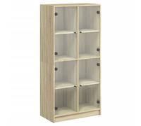 Hothingwell Buffet Haut avec Portes Chêne Sonoma Bois d'Ingénierie | Armoire latérale, rangement livres magazines, dessus expositions, poignées noires, fixation murale incluse