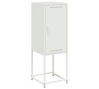 Hothingwell Buffet Haut Blanc Acier 2 Compartiments | Meuble Rangement Industriel, Porte Pratique, Nettoyage Facile, pour Salon ou Chambre