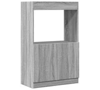 Hothingwell Buffet Haut Sonoma Gris 63x33x100 cm Bois Ingenierie | Armoire rangement avec portes, etagere multifonction, poussiere, fixation murale incluse