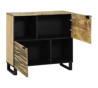 Hothingwell Buffet Marron 80 x 33 x 75 cm en Bois de Manguier Massif | Pieds en fer noir, étagères solides, portes à charnières, style rustique, usage quotidien