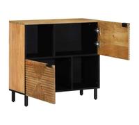 Hothingwell Buffet Marron 80x33x75 cm Bois Massif de Manguier | Rangement pratique, plateau robuste, bois dur tropical, grains uniques, fixation murale fournie