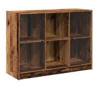 Hothingwell Buffet Vieux Bois 102x37x75,5 cm en Bois d'Ingénierie | Armoire latérale, rangement livres et magazines, dessus expositions, portes -poussière, poignées noires, fixation murale