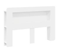Hothingwell Cabinet De Tete De Lit Blanc Bois Ingenierie | Rangement integre, etageres verticales, entretien facile, fixation murale incluse