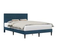 Hothingwell Cadre de Lit avec Tête de Lit Bleu 160 x 200 cm Velours | Structure contreplaqué, pieds élancés, base à lattes fixe, velours résistant aux taches, matelas non inclus