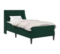 Hothingwell Cadre De Lit Velours Vert Foncé 90x190 cm avec Matelas | Base À Lattes Fixe, Pieds En Plastique Noirs, Tissu Résistant Aux Taches, Entretien Facile