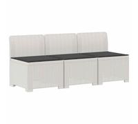 Hothingwell Canapé de Jardin 3 Places avec Coussins Look Rattan PP Blanc | Look rotin, polypropylène solide, résistance UV, housse imperméable, balcon véranda, assemblage tournevis