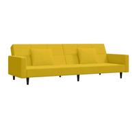 Hothingwell Canapé-lit 2 Places Jaune Velours avec Oreillers | Cadre en bois robuste, Convertible en lit double, Tissu velours doux, Idéal salon chambre bureau