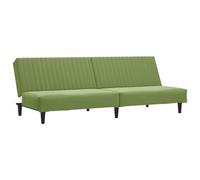 Hothingwell Canapé-Lit 2 Places Vert Clair Velours Cadre Bois | Velours doux, cadre en bois stable, fonction 2 en 1, dossiers séparés, lit double, salon, studio, bureau