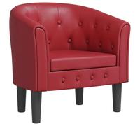 Hothingwell Chaise Cabriolet Rouge Bordeaux Similicuir | Boutons décoratifs, cadre contreplaqué et bois de pin, assise rembourrée, accoudoirs, max 110 kg