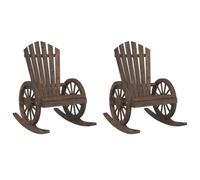Hothingwell Chaises à Bascule Adirondack Lot de 2 Bois de Sapin Massif | Assise ergonomique,dossier incliné,accoudoirs roue de chariot,mouvement doux,110 kg par siège,housse imperméable conseillée