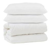Hothingwell Couette avec Oreiller 3 pc Blanc Microfibre | Motifs en boîtes, hypoallergénique, lavable à 30°C, chaleur hiver, toucher doux, style classique ou moderne