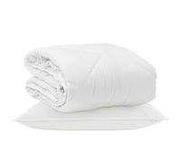 Hothingwell Couette Toutes Saisons avec Oreiller 2 Pièces Blanc Microfibre | Design matelassé piqûre en boîte, rembourrage polyester, lavable 30°C, tissu respirant, style moderne épuré