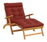 Hothingwell Coussin de transat 100% Polyester Rouge 200 x 90 x 8 cm | Liens de fixation, housse amovible, fermeture éclair, rembourrage mousse, lavable machine 30°C, intérieur extérieur