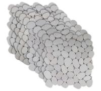 Hothingwell Dalles Galets Blanc 30 x 30 cm, Paquet de 11, 0,99 m² | Galets de rivière naturels, support en maille, pose murale et sol, salle de bain, cuisine, véranda, adhésif non inclus
