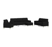 Hothingwell Ensemble Canapé 4 Places avec Pouf Tissu Polyester | Cadre métal robuste, coussins cylindriques décoratifs, assise rembourrée confortable, 110 kg par siège