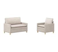 Hothingwell Ensemble de Canapés 2 pc Crème Polyester Cadre Métallique | Coussins double couche mousse fibre,housses amovibles,style rectangulaire épuré,montage au tournevis