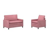 Hothingwell Ensemble de Canapés 2 pc Rose Velours | Velours doux, coussins double couche, cadre en métal costaud, housses amovibles, max 110 kg par siège