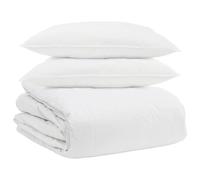 Hothingwell Ensemble de Couette 3 Pièces Blanc Coton Duvet et Plumes | Coton 100 %, lavable machine 40 °C, matelassage en boîte, saison printemps automne, style minimaliste